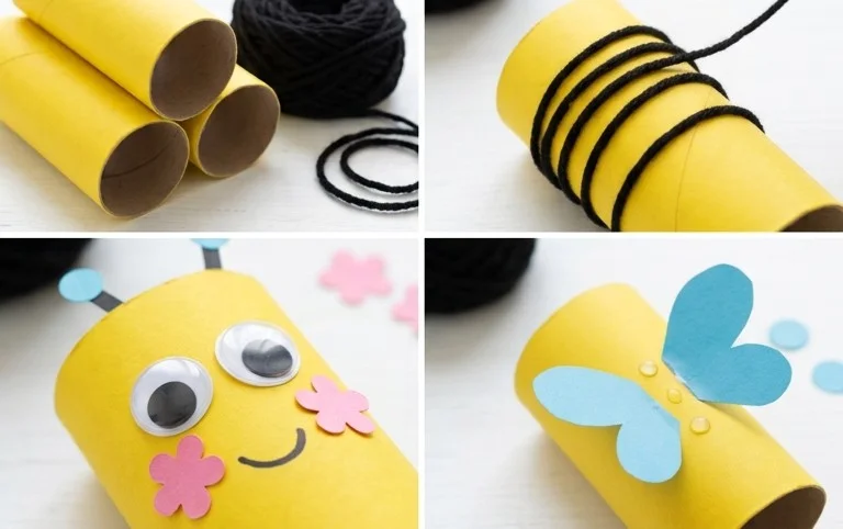 Cardboard Tube Flying Bee Craft